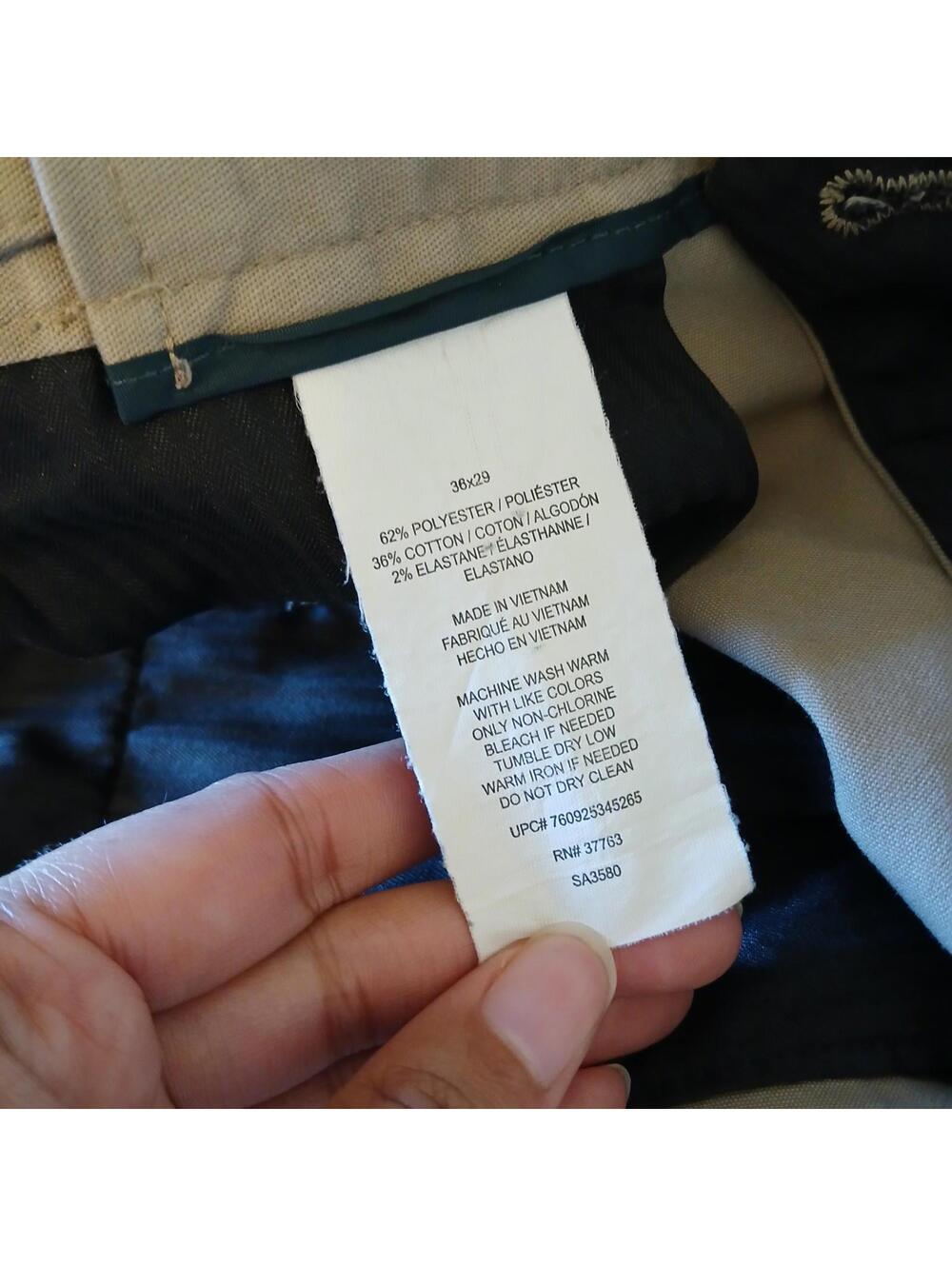 Perry Ellis Portfolio Men's 36x29 Tan Dress Pants - Flawed Dark Stains - Picture 9 of 12